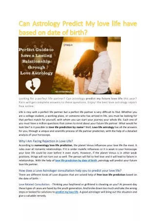 Can Astrology Predict My love life have based on date of birth-tabij.in