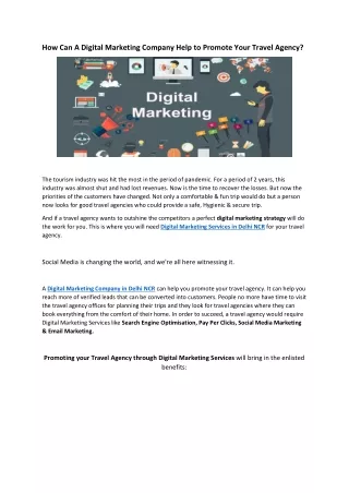 How Can A Digital Marketing Company Help to Promote Your Travel Agency