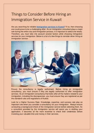 Things to Consider Before Hiring an Immigration Service in Kuwait