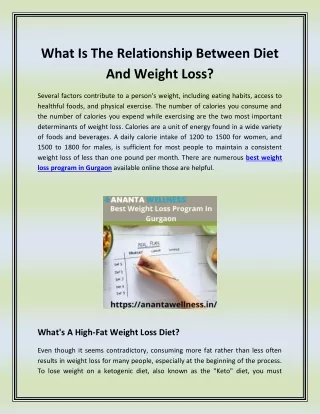 What Is The Relationship Between Diet And Weight Loss