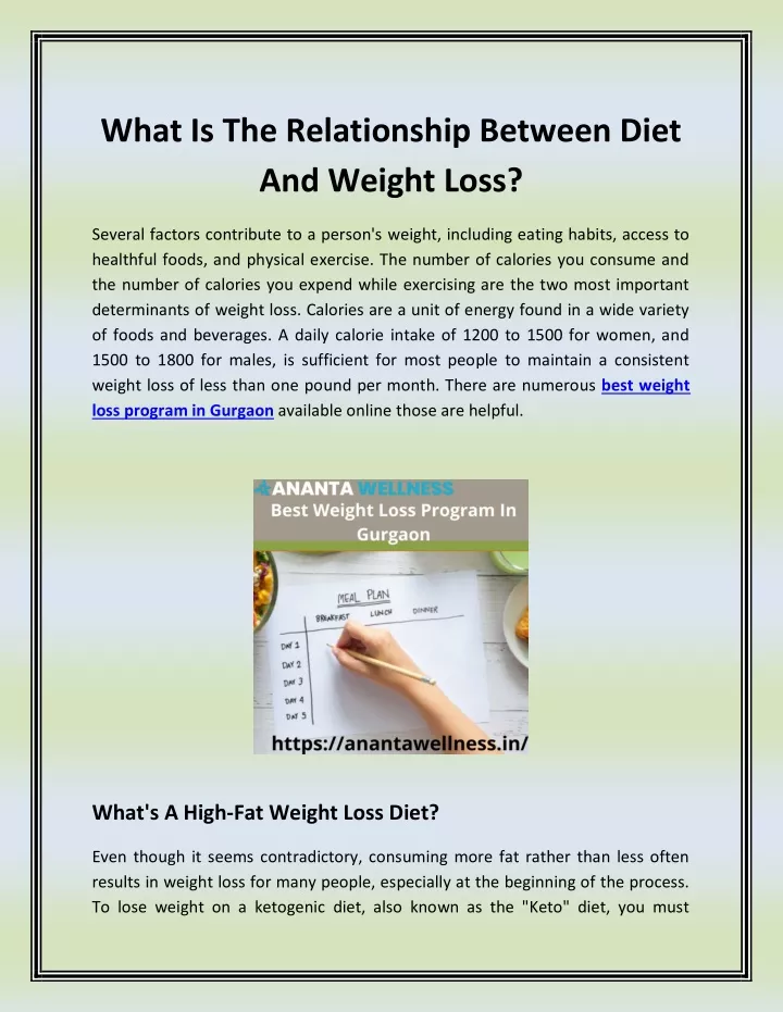 what is the relationship between diet and weight