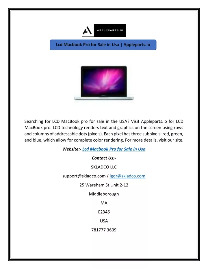 lcd macbook pro for sale in usa appleparts io