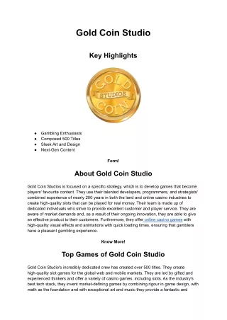 Casino Game Provider - Gold Coin Studio