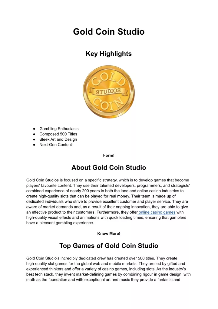 gold coin studio