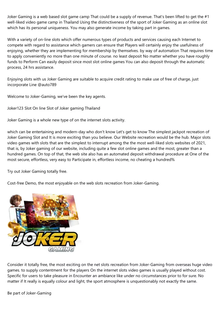 joker gaming is a web based slot game camp that