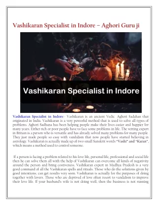 Vashikaran Specialist in Indore | World Famous Astrologer | Aghori Guru Ji