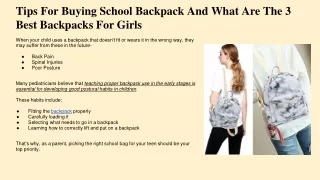 tips for buying school backpack and what are the 3 best backpacks for girls