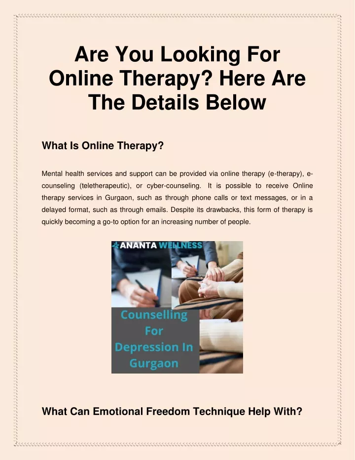 are you looking for online therapy here