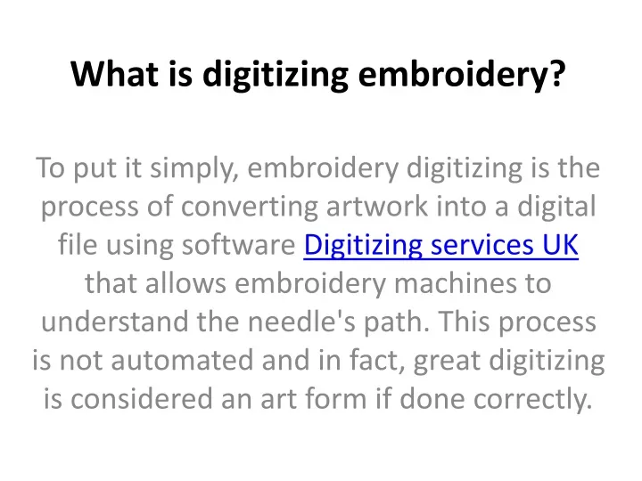 what is digitizing embroidery