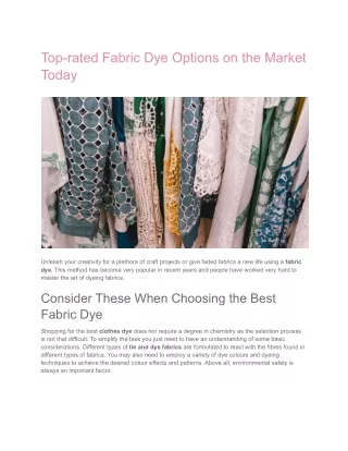Top-rated Fabric Dye Options on the Market Today