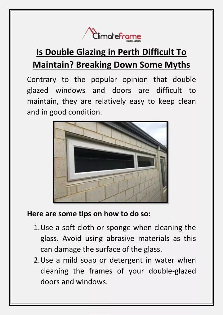 is double glazing in perth difficult to maintain