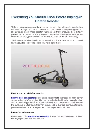 Everything You Should Know Before Buying An Electric Scooter