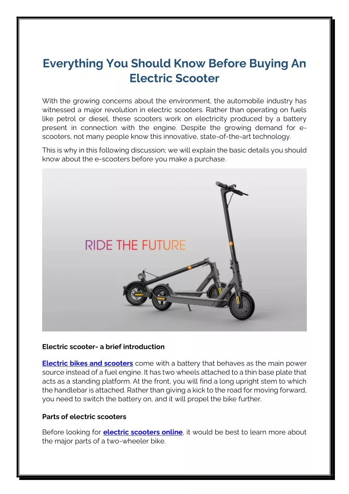 PPT - Everything You Should Know Before Buying An Electric Scooter ...
