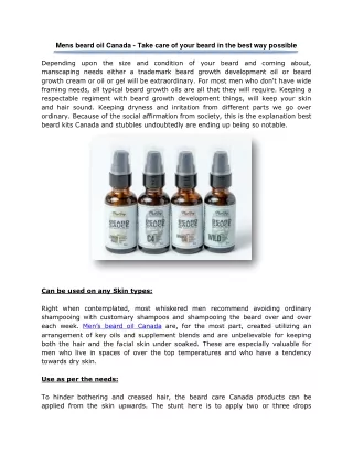 Mens beard oil Canada - Take care of your beard in the best way possible