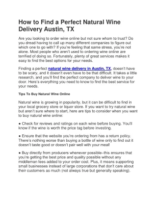 How to Find a Perfect Natural Wine Delivery Austin, TX