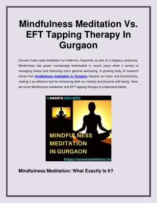 Mindfulness Meditation Vs. EFT Tapping Therapy