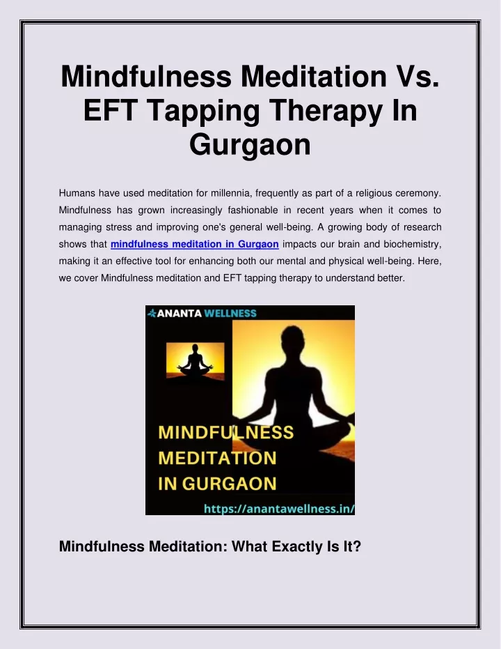 mindfulness meditation vs eft tapping therapy