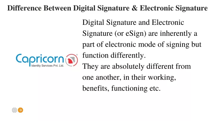 difference between digital signature electronic