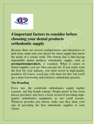 Dental products orthodontic supply