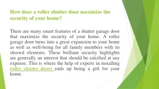 how does a roller shutter door maximize the security of your home