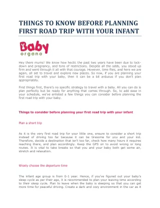 THINGS TO KNOW BEFORE PLANNING FIRST ROAD TRIP WITH YOUR INFANT