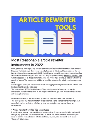 most reasonable article rewriter instruments