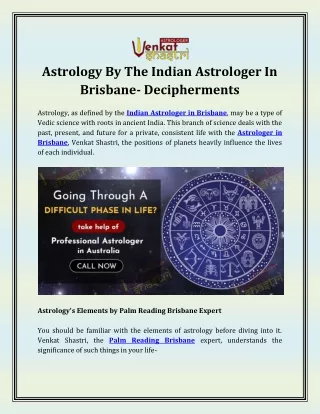 Astrology By The Indian Astrologer In Brisbane- Decipherments