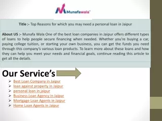 Best Loan Company in Jaipur