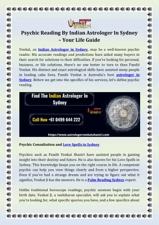 Psychic Reading By Indian Astrologer In Sydney – Your Life Guide