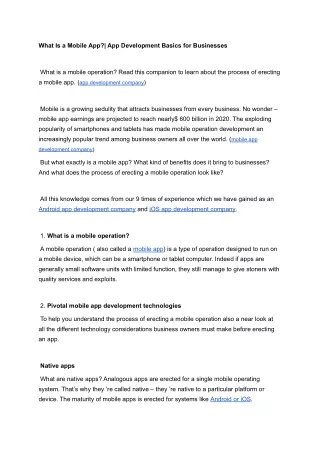 what is a mobile app app development basics