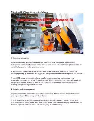 7 benefits of erp in the construction industry