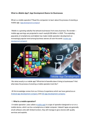 what is a mobile app app development basics