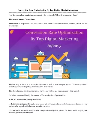 Conversion Rate Optimization By Top Digital Marketing Agency