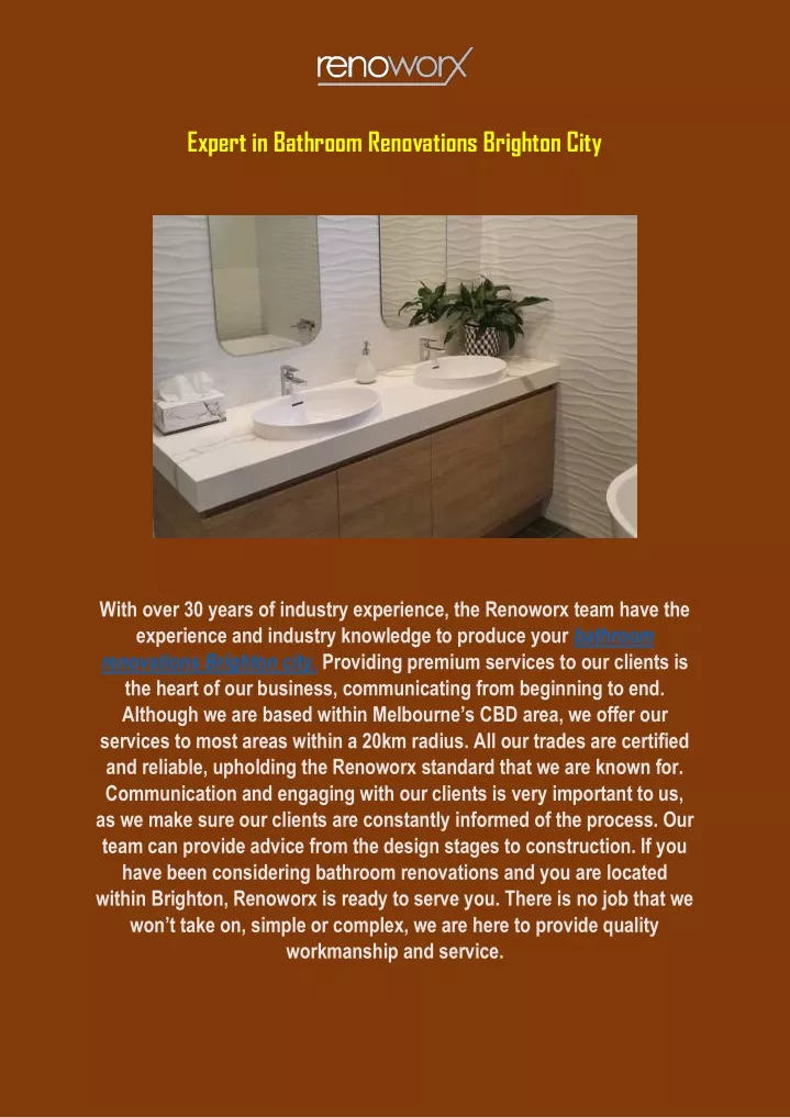 expert in bathroom renovations brighton city