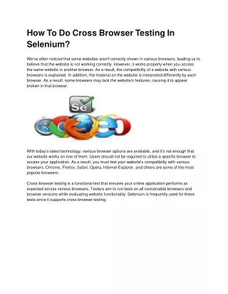 how to do cross browser testing in selenium