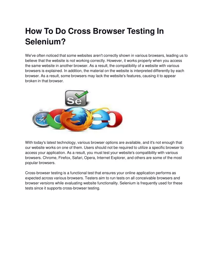 how to do cross browser testing in selenium