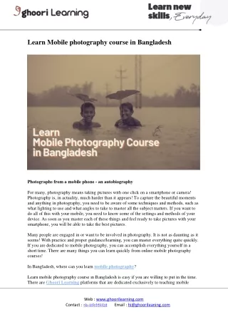 learn mobile photography course in bangladesh