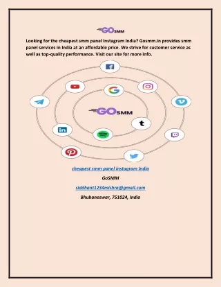 Cheapest Smm Panel Instagram India | Gosmm.in