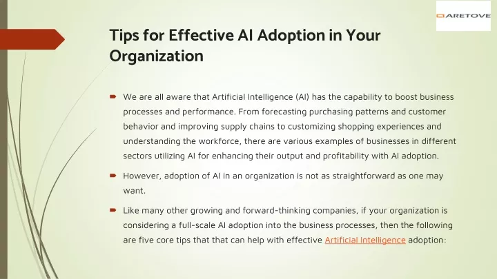 tips for effective ai adoption in your organization