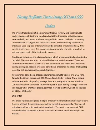 placing profitable trades using