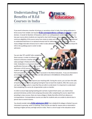 Understanding The Benefits of B.Ed Courses in India