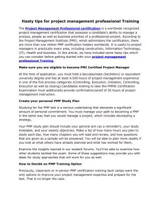 hasty tips for project management professional