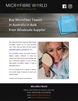 Buy Microfiber Towels in Australia in Bulk from Wholesale Supplier