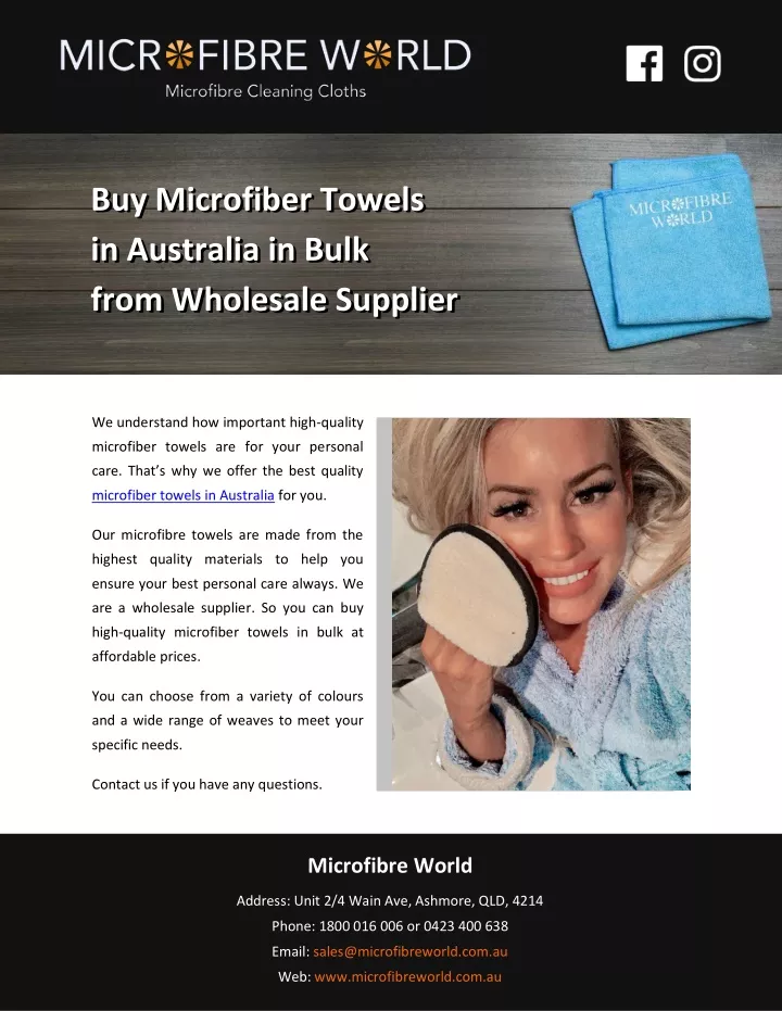buy microfiber towels in australia in bulk from