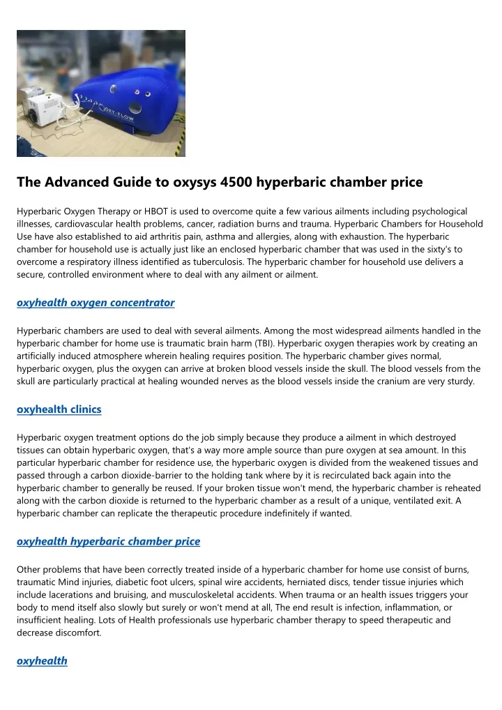 the advanced guide to oxysys 4500 hyperbaric