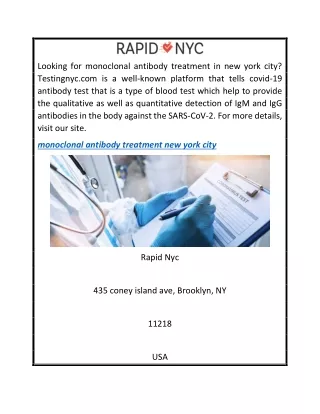 Monoclonal Antibody Treatment New York City  Testingnyc.com