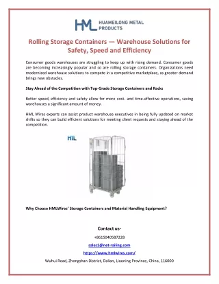 rolling storage containers warehouse solutions