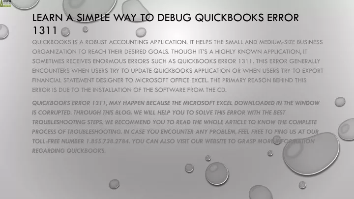 learn a simple way to debug quickbooks error 1311