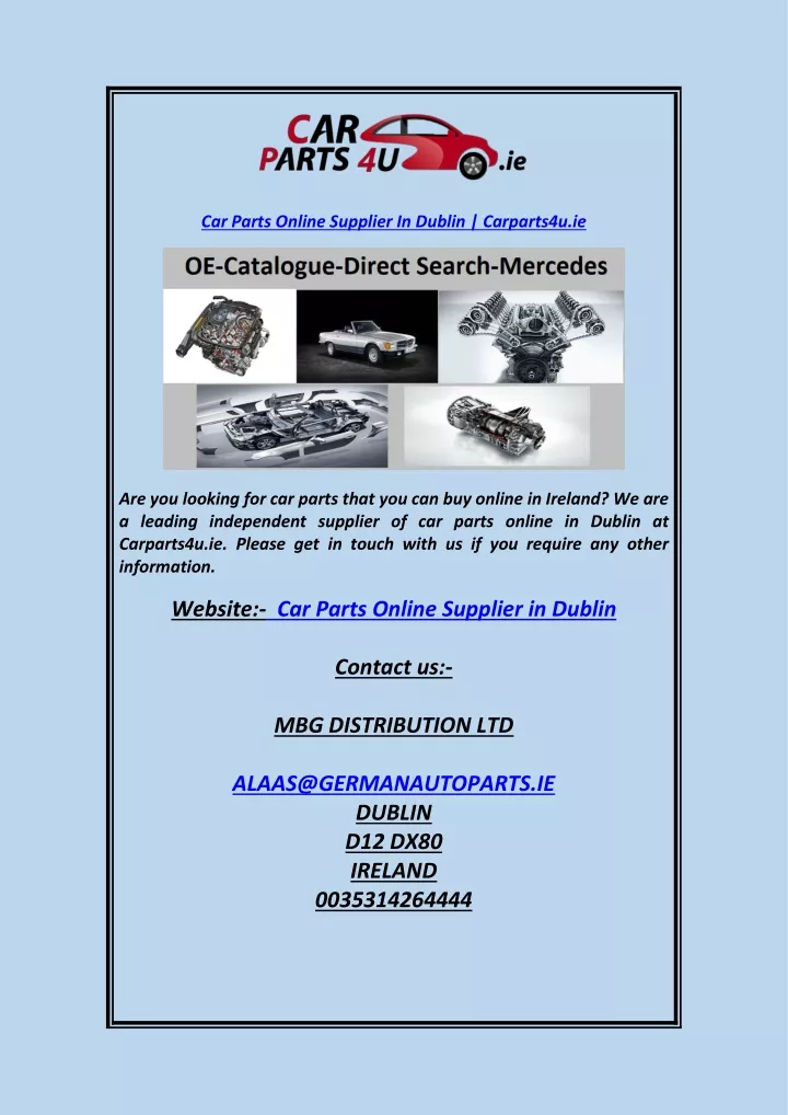 car parts online supplier in dublin carparts4u ie