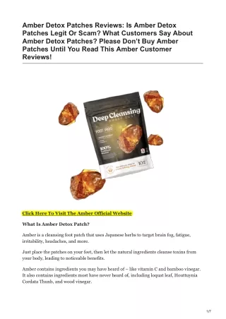 Amber Detox Patches Reviews